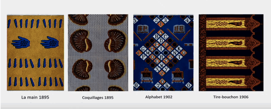 Exemples de motifs de wax élaborés par Ebenezer Brown Fleming @ Musée de l'Homme