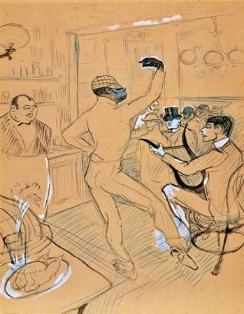 Rafael Padilla dansant dans un bar, représenté par Henri de Toulouse Lautrec, 1896