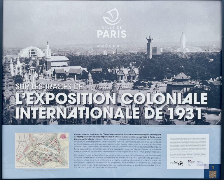 Exposition Sur les traces de l’Exposition internationale coloniale de 1931 en 2022. © Soraya Patel De Zorzi